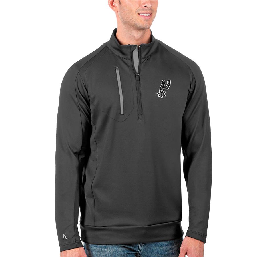 San Antonio Spurs Antigua Generation Quarter-Zip Pullover Jacket - Charcoal