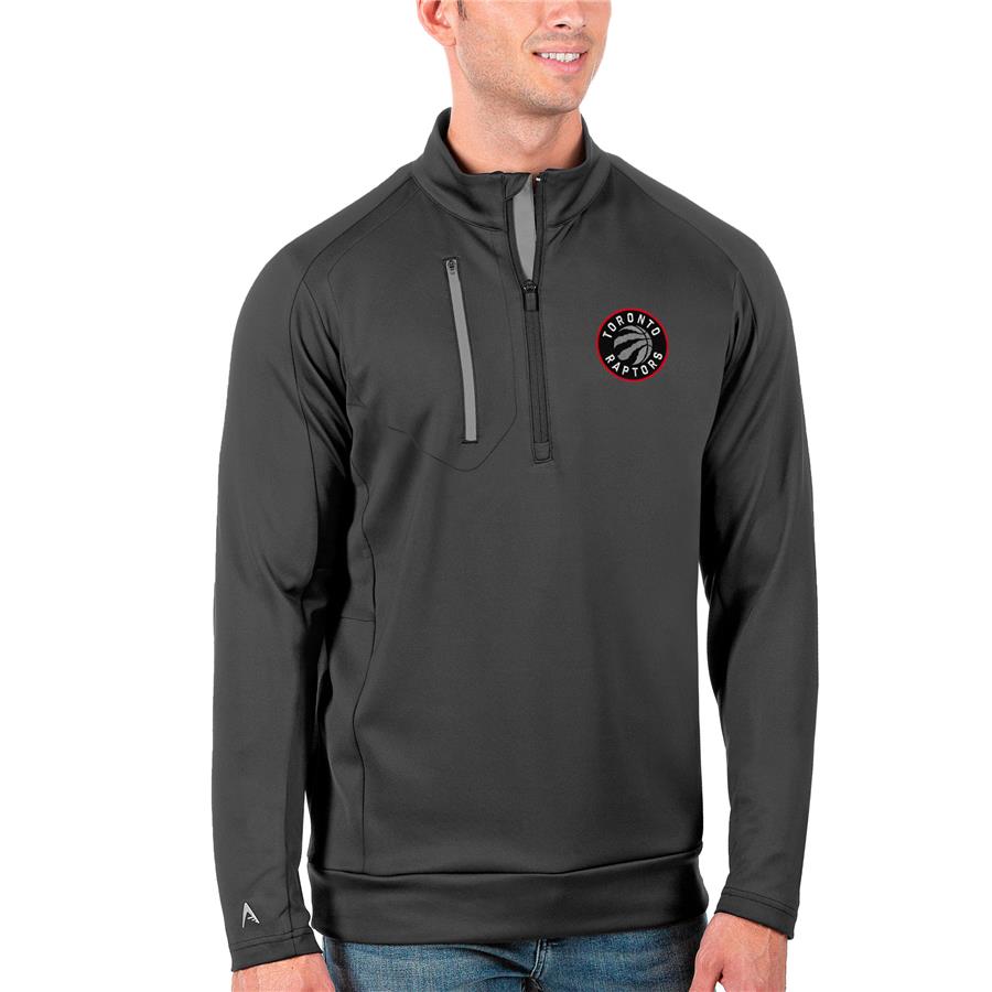 Toronto Raptors Antigua Generation Quarter-Zip Pullover Jacket - Charcoal