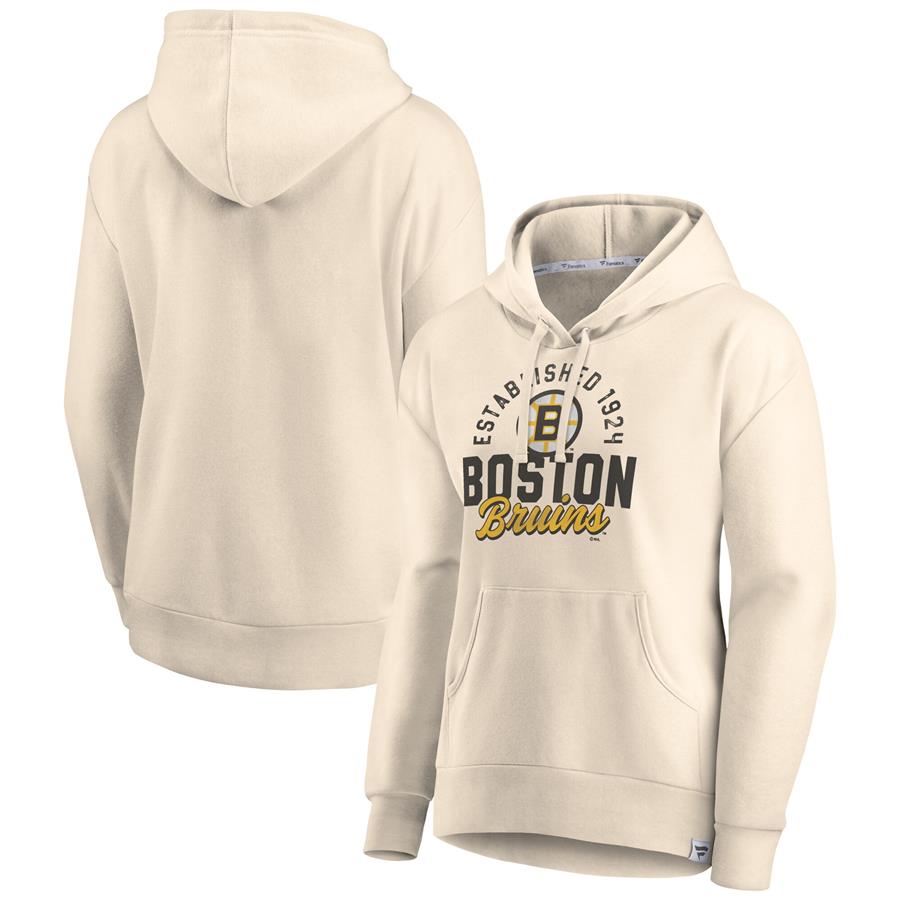 Boston Bruins Fanatics Branded Women's Carry the Puck Pullover Hoodie Sweatshirt - Cream