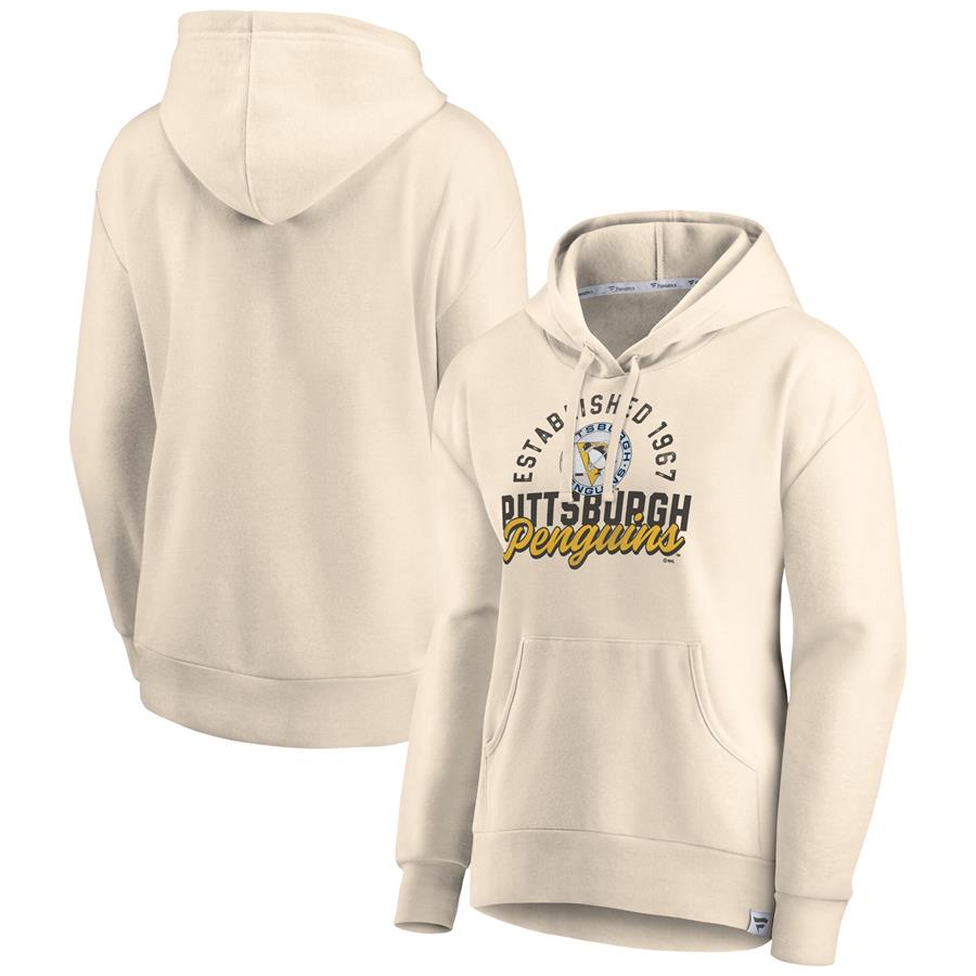 Pittsburgh Penguins Fanatics Branded Women's Carry the Puck Pullover Hoodie Sweatshirt - Cream