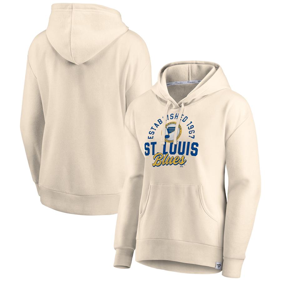 St. Louis Blues Fanatics Branded Women's Carry the Puck Pullover Hoodie Sweatshirt - Oatmeal
