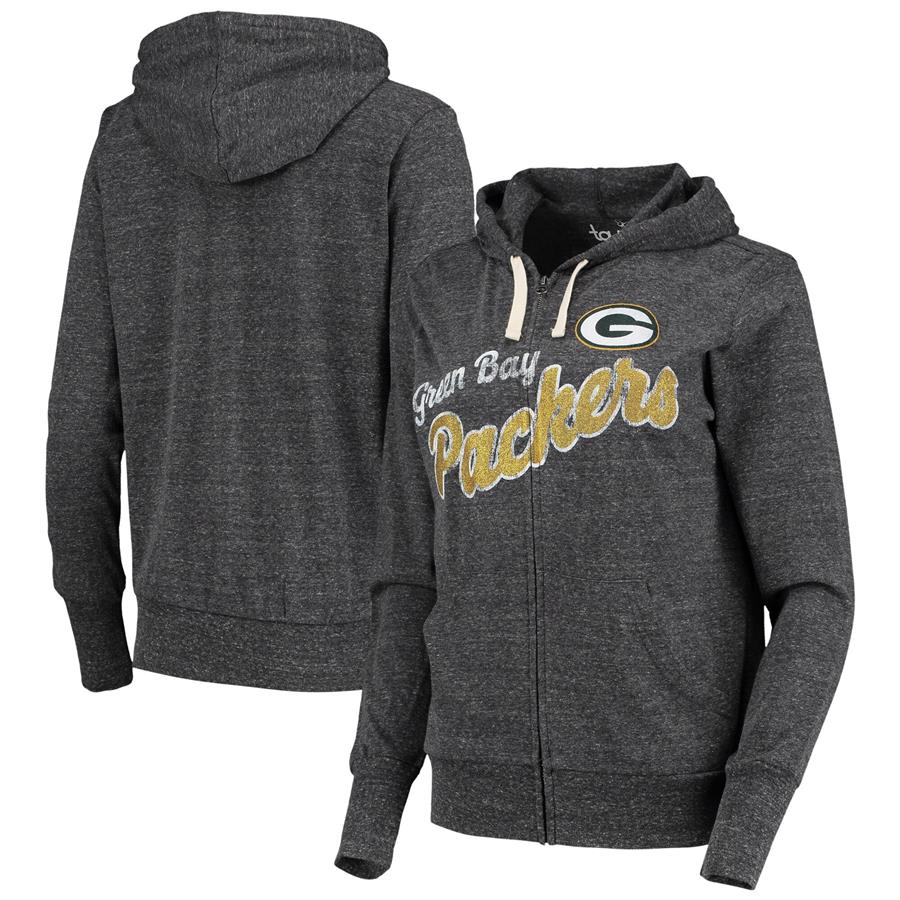 Green Bay Packers Touch by Alyssa Milano Women's All American Tri-Blend Full-Zip Hoodie - Black