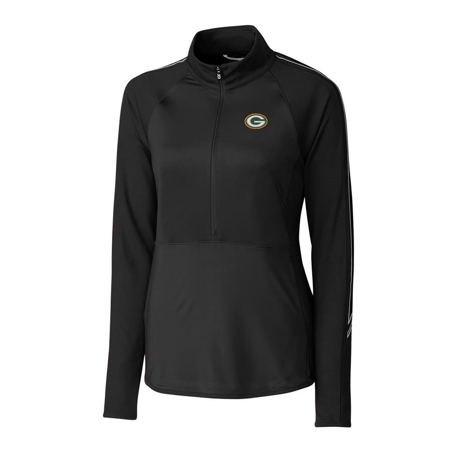 Green Bay Packers Cutter & Buck Women's Pennant Sport Half-Zip Pullover Jacket - Black