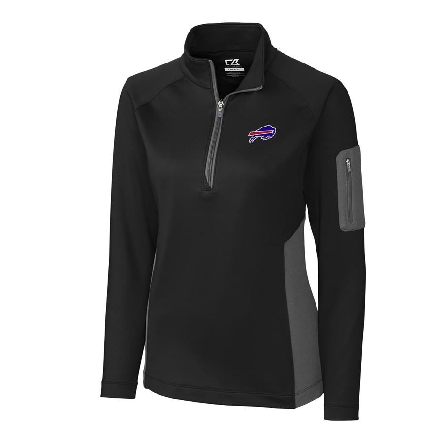 Buffalo Bills Cutter & Buck Women's Shaw Hybrid Half-Zip Pullover Jacket - Black