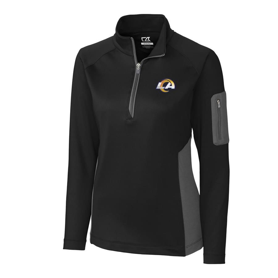Los Angeles Rams Cutter & Buck Women's Shaw Hybrid Half-Zip Pullover Jacket - Black