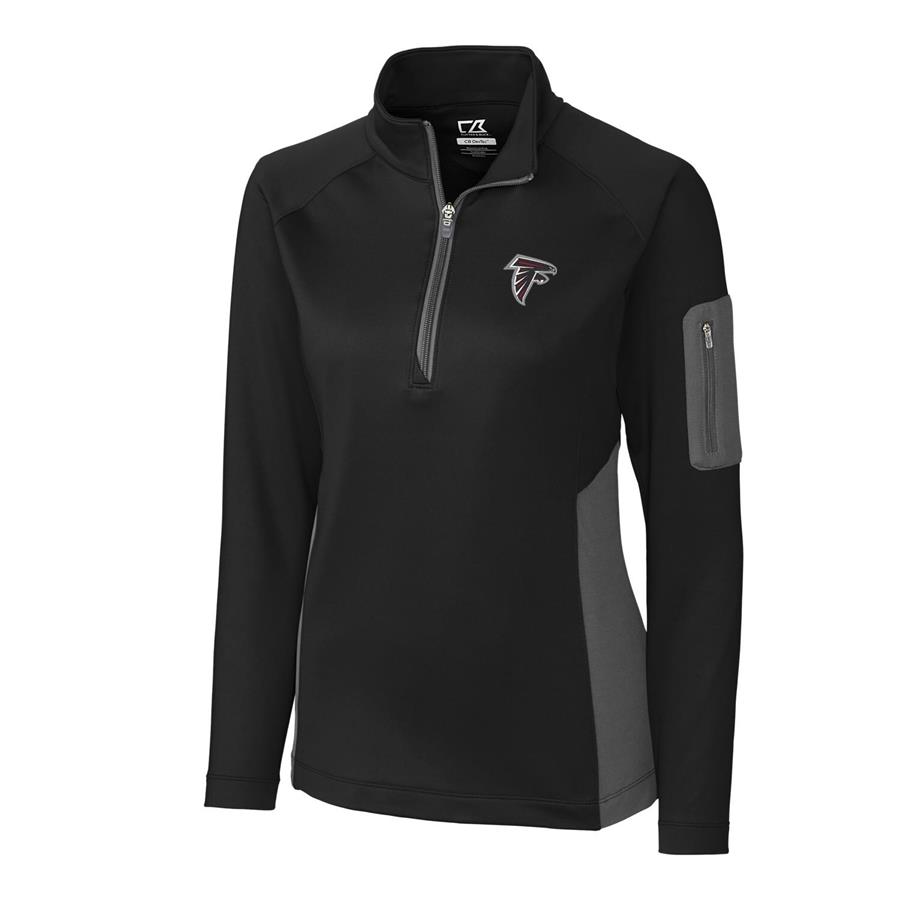 Atlanta Falcons Cutter & Buck Women's Shaw Hybrid Half-Zip Pullover Jacket - Black