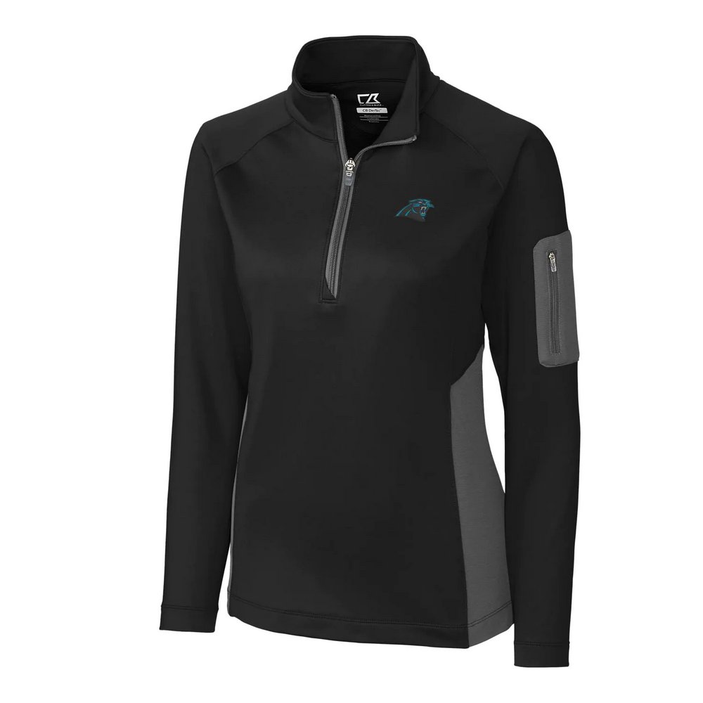 Carolina Panthers Cutter & Buck Women's Shaw Hybrid Half-Zip Pullover Jacket - Black