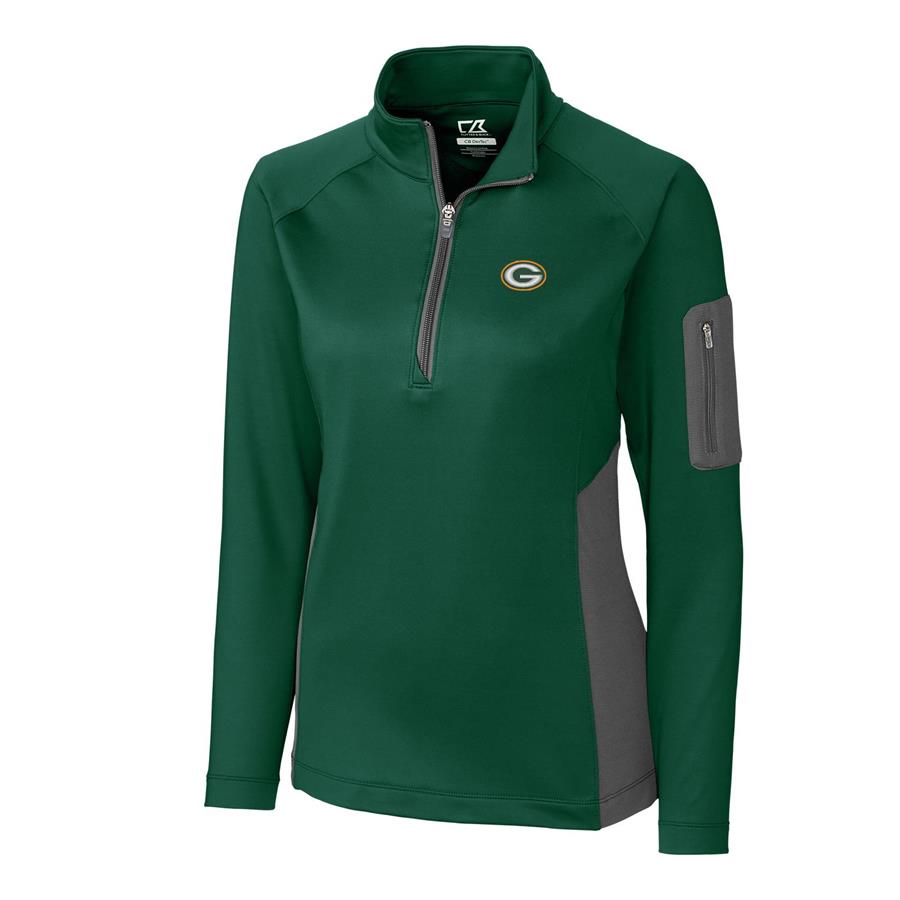 Green Bay Packers Cutter & Buck Women's Shaw Hybrid Half-Zip Pullover Jacket - Green