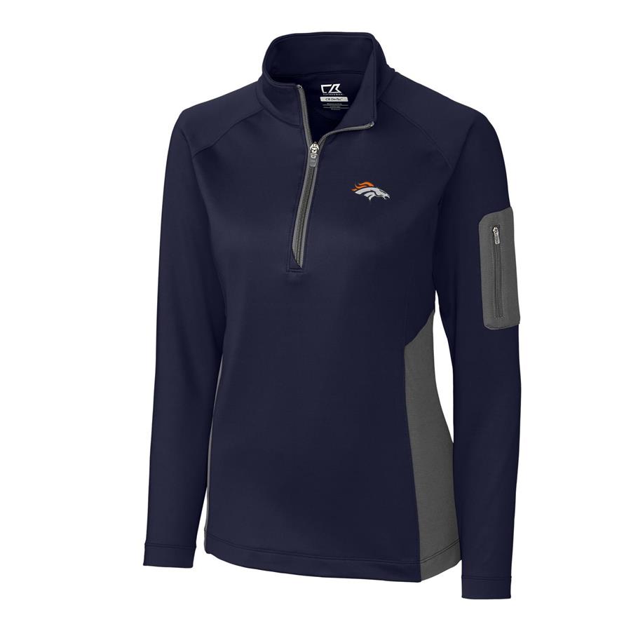 Denver Broncos Cutter & Buck Women's Shaw Hybrid Half-Zip Pullover Jacket - Navy