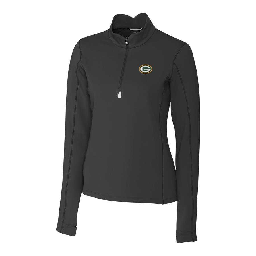 Green Bay Packers Cutter & Buck Women's Traverse Half-Zip Pullover Jacket - Black