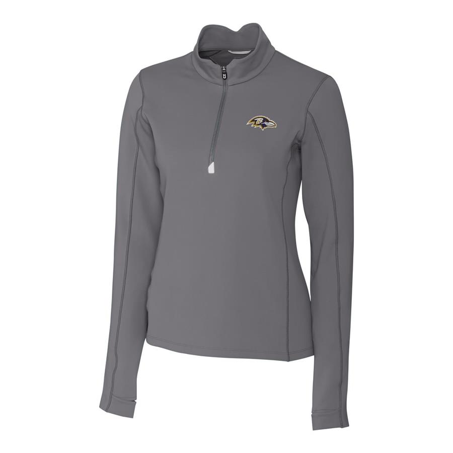 Baltimore Ravens Cutter & Buck Women's Traverse Half-Zip Pullover Jacket - Gray