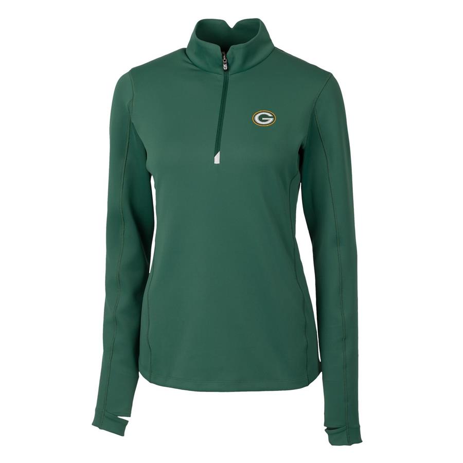 Green Bay Packers Cutter & Buck Women's Traverse Half-Zip Pullover Jacket - Green