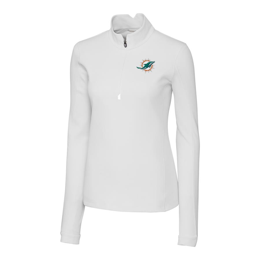 Miami Dolphins Cutter & Buck Women's Traverse Half-Zip Pullover Jacket - White