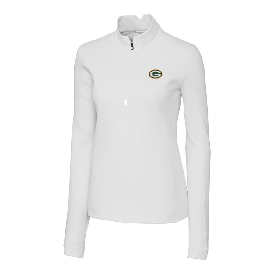 Green Bay Packers Cutter & Buck Women's Traverse Half-Zip Pullover Jacket - White