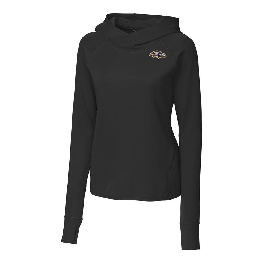 Baltimore Ravens Cutter & Buck Women's Traverse Pullover Hoodie - Black