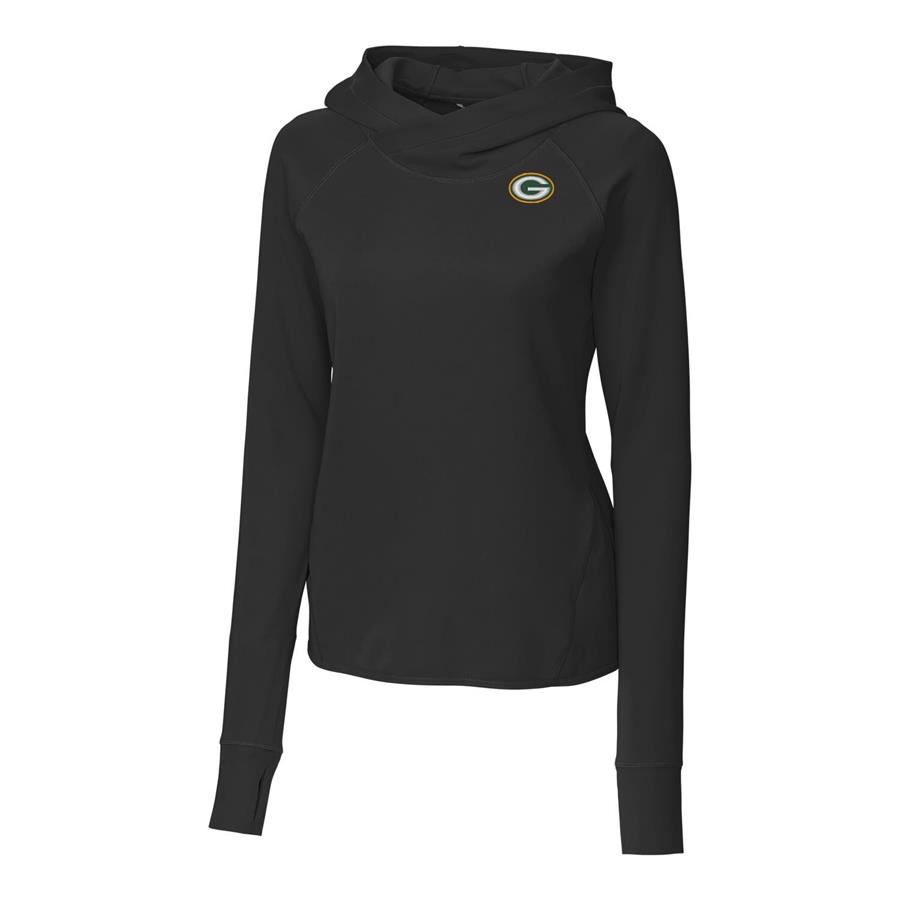 Green Bay Packers Cutter & Buck Women's Traverse Pullover Hoodie - Black