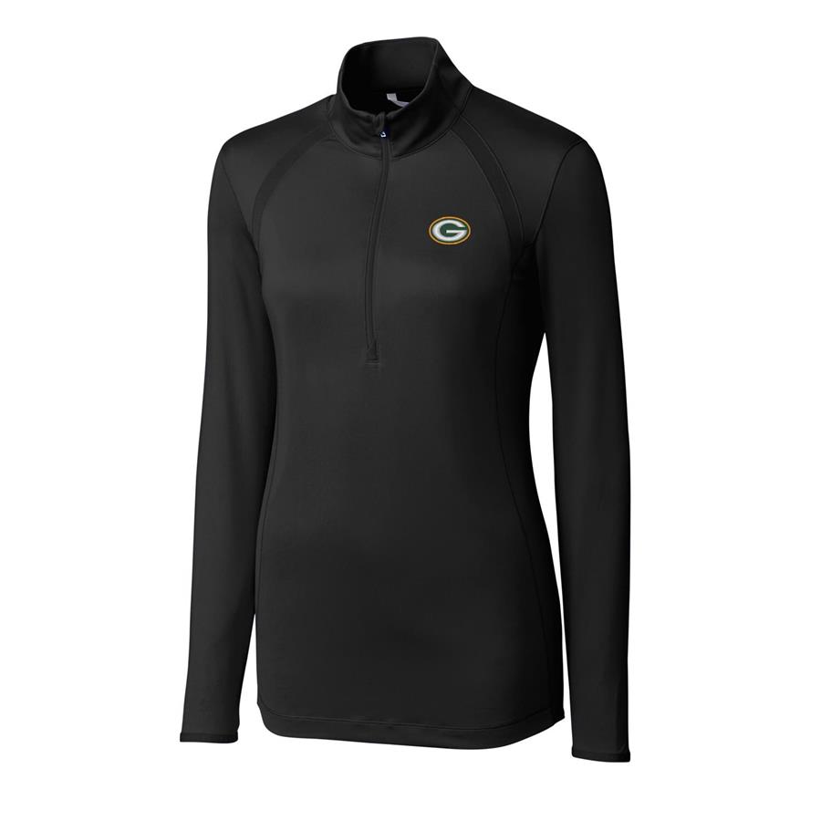Green Bay Packers Cutter & Buck Women's Williams Half-Zip Pullover Jacket - Black