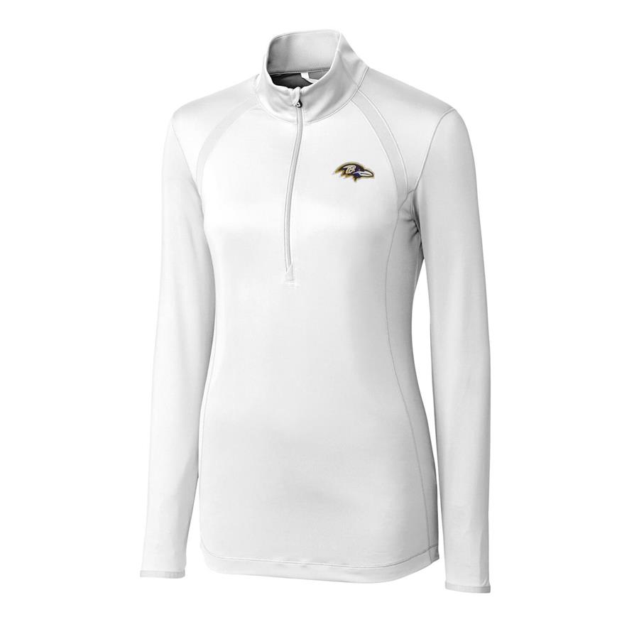 Baltimore Ravens Cutter & Buck Women's Williams Half-Zip Pullover Jacket - White