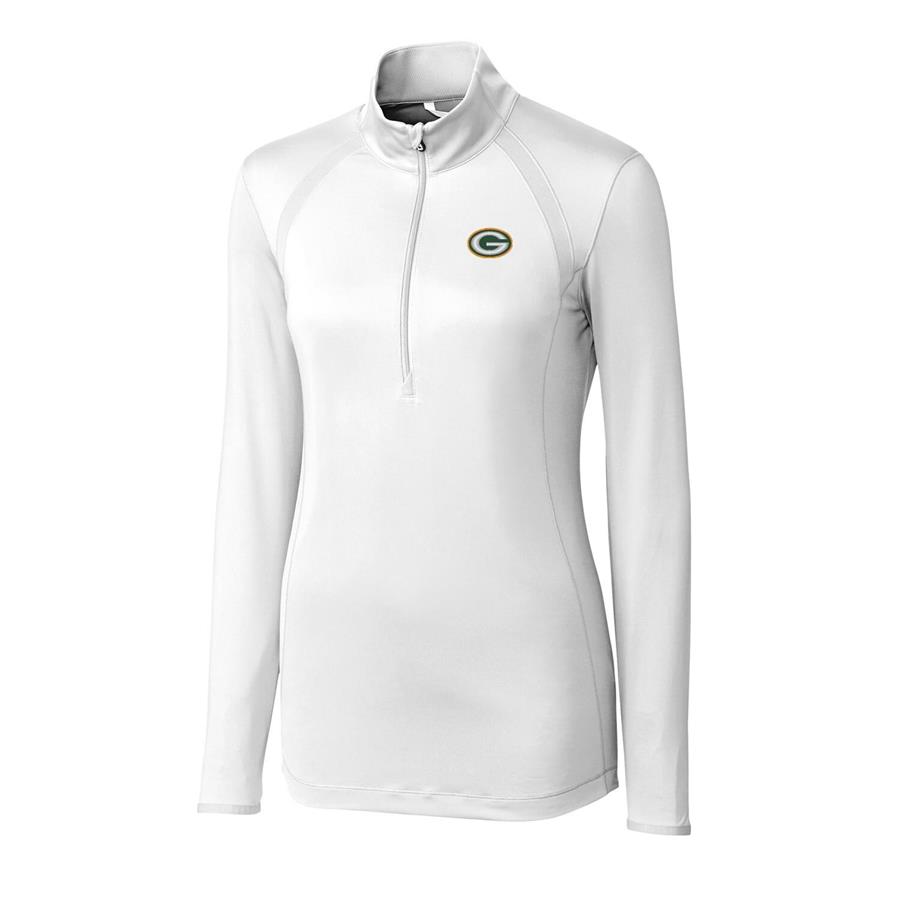 Green Bay Packers Cutter & Buck Women's Williams Half-Zip Pullover Jacket - White