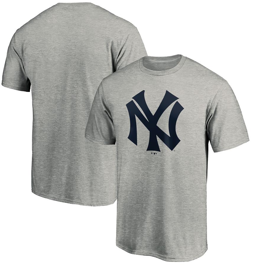Футболка New York Yankees Fanatics Branded Cooperstown Collection Huntington Logo (серый меланж)