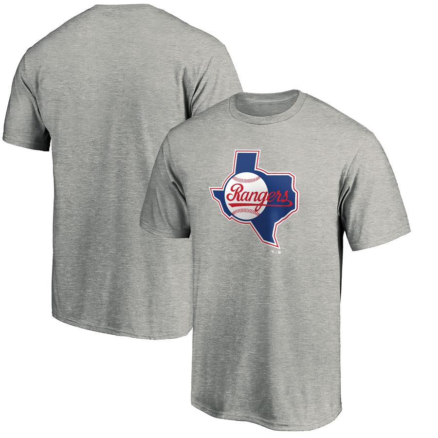 Texas Rangers Fanatics Branded Cooperstown Collection Huntington Logo T-Shirt - Heathered Gray
