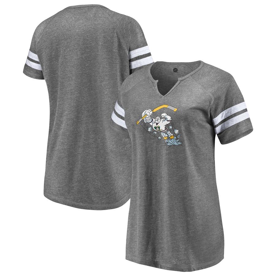Anaheim Ducks Fanatics Branded Women's Special Edition Primary Logo Tri-Blend Notch V-Neck T-Shirt - Heather Gray
