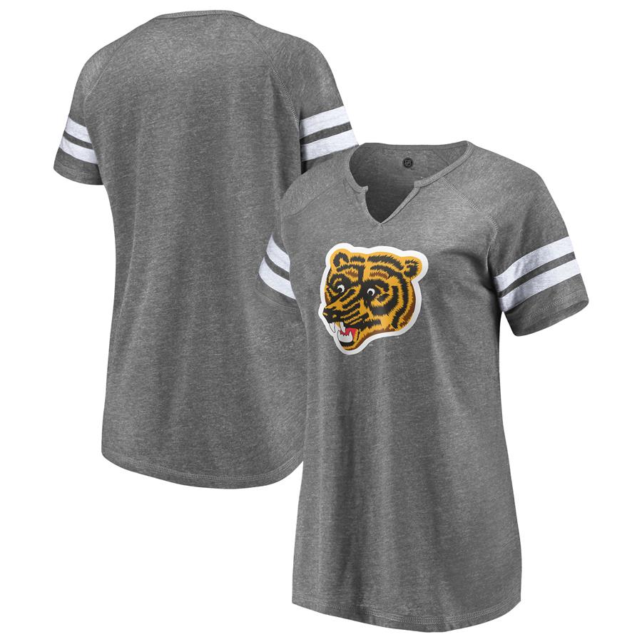 Boston Bruins Fanatics Branded Women's Special Edition Primary Logo Tri-Blend Notch V-Neck T-Shirt - Heather Gray
