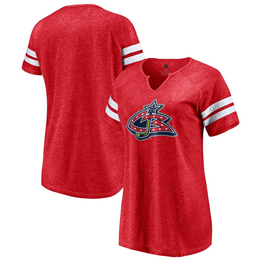 Columbus Blue Jackets Fanatics Branded Women's Special Edition Primary Logo Tri-Blend Notch V-Neck T-Shirt - Red