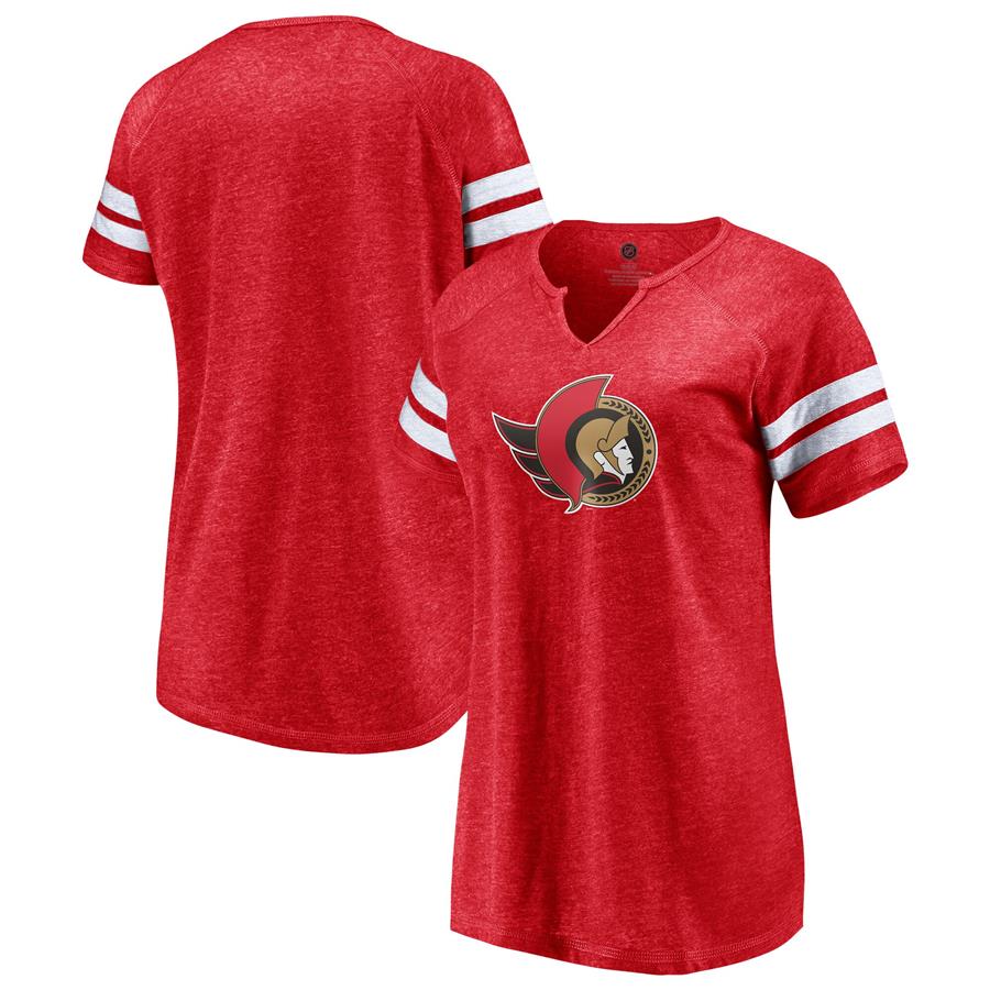Ottawa Senators Fanatics Branded Women's Special Edition Primary Logo Tri-Blend Notch V-Neck T-Shirt - Red