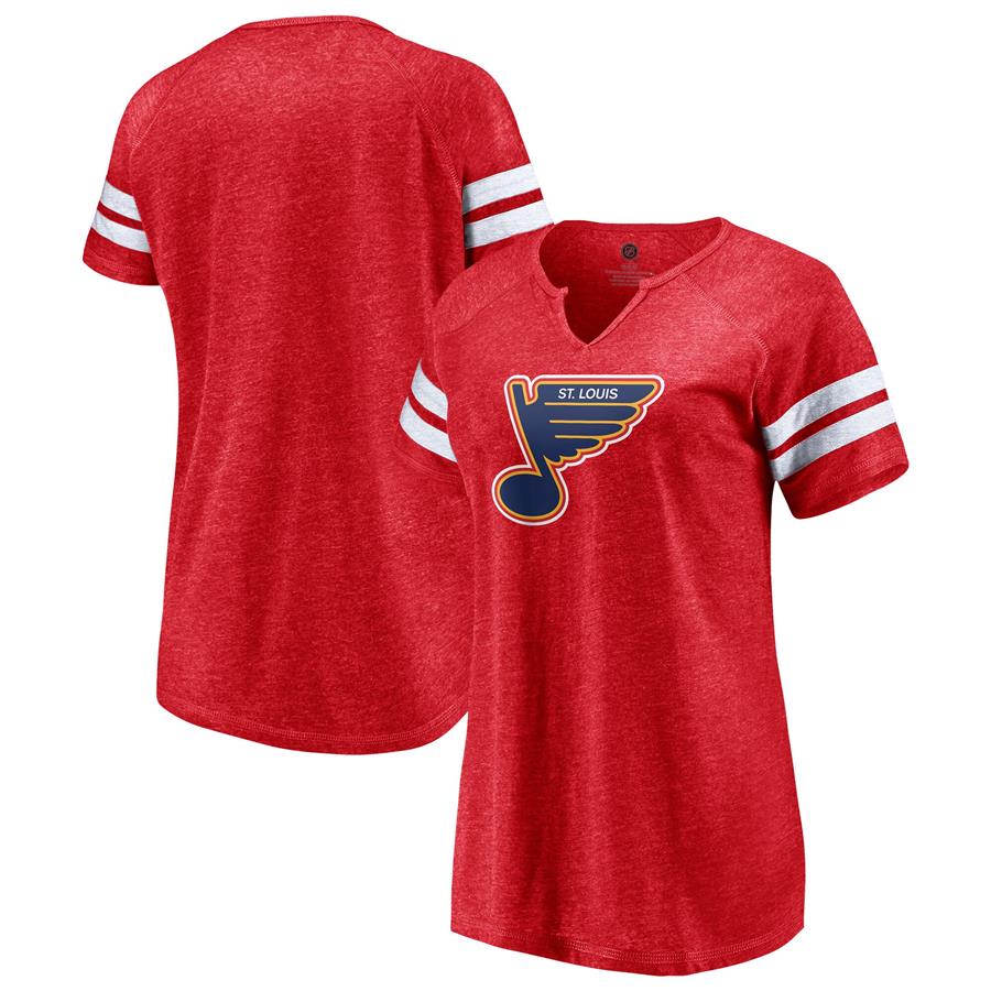 St. Louis Blues Fanatics Branded Women's Special Edition Primary Logo Tri-Blend Notch V-Neck T-Shirt - Red