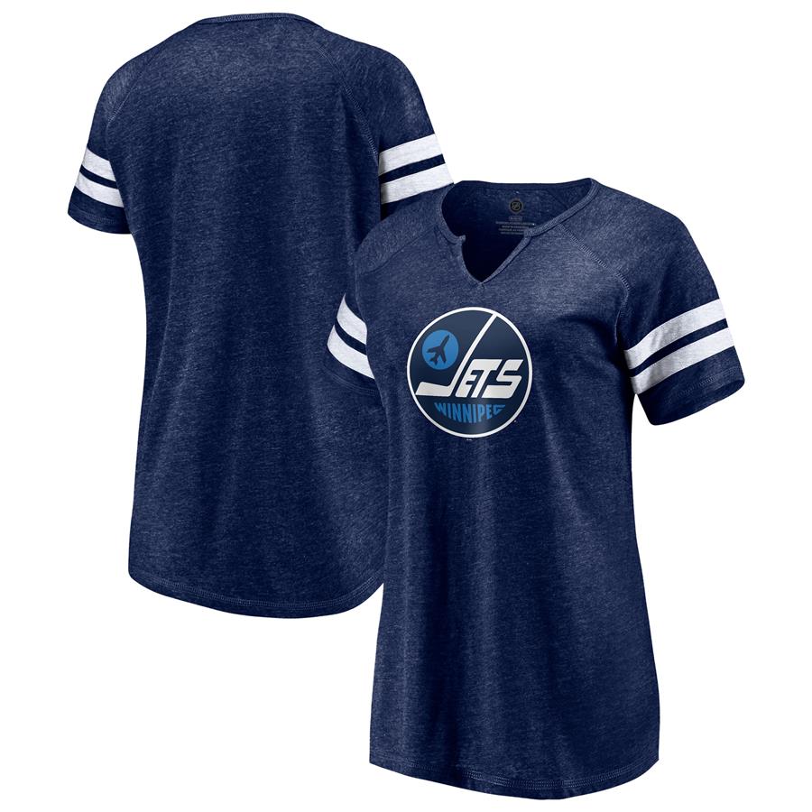 Winnipeg Jets Fanatics Branded Women's Special Edition Primary Logo Tri-Blend Notch V-Neck T-Shirt - Navy