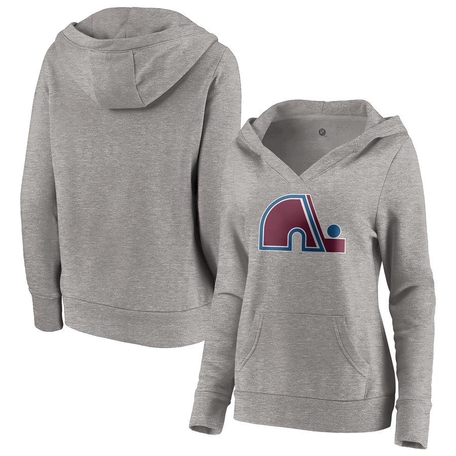 Colorado Avalanche Fanatics Branded Women's Special Edition Primary Logo V-Neck Pullover Hoodie - Heather Gray