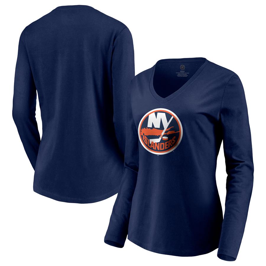 New York Islanders Fanatics Branded Women's Special Edition Primary Logo V-Neck Long Sleeve T-Shirt - Navy