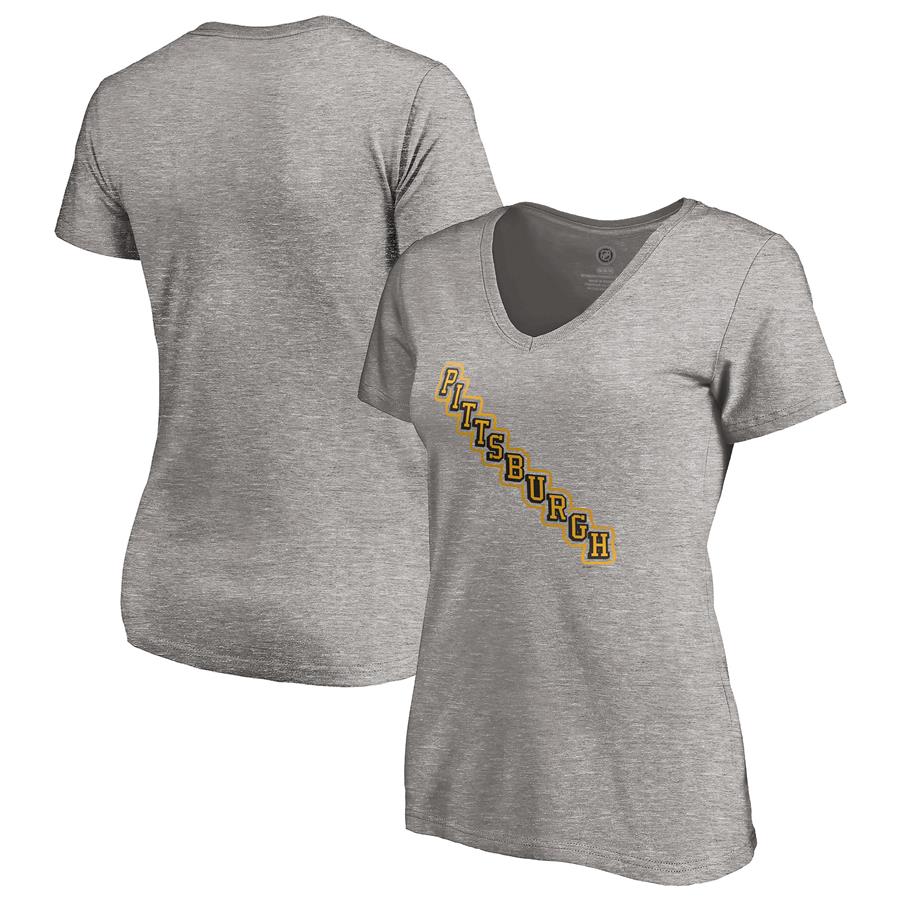 Pittsburgh Penguins Fanatics Branded Women's Special Edition Secondary Logo V-Neck T-Shirt - Heather Gray
