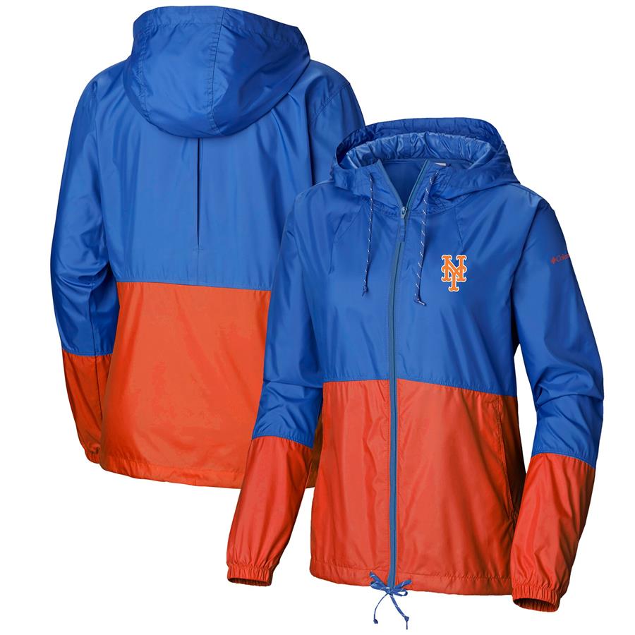 New York Mets Columbia Women's Flash Forward Full-Zip Windbreaker Jacket - Blue