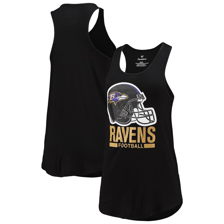 Baltimore Ravens Fanatics Branded Women's Vintage Helmet Versalux Swing Racerback Tri-Blend Tank Top - Black