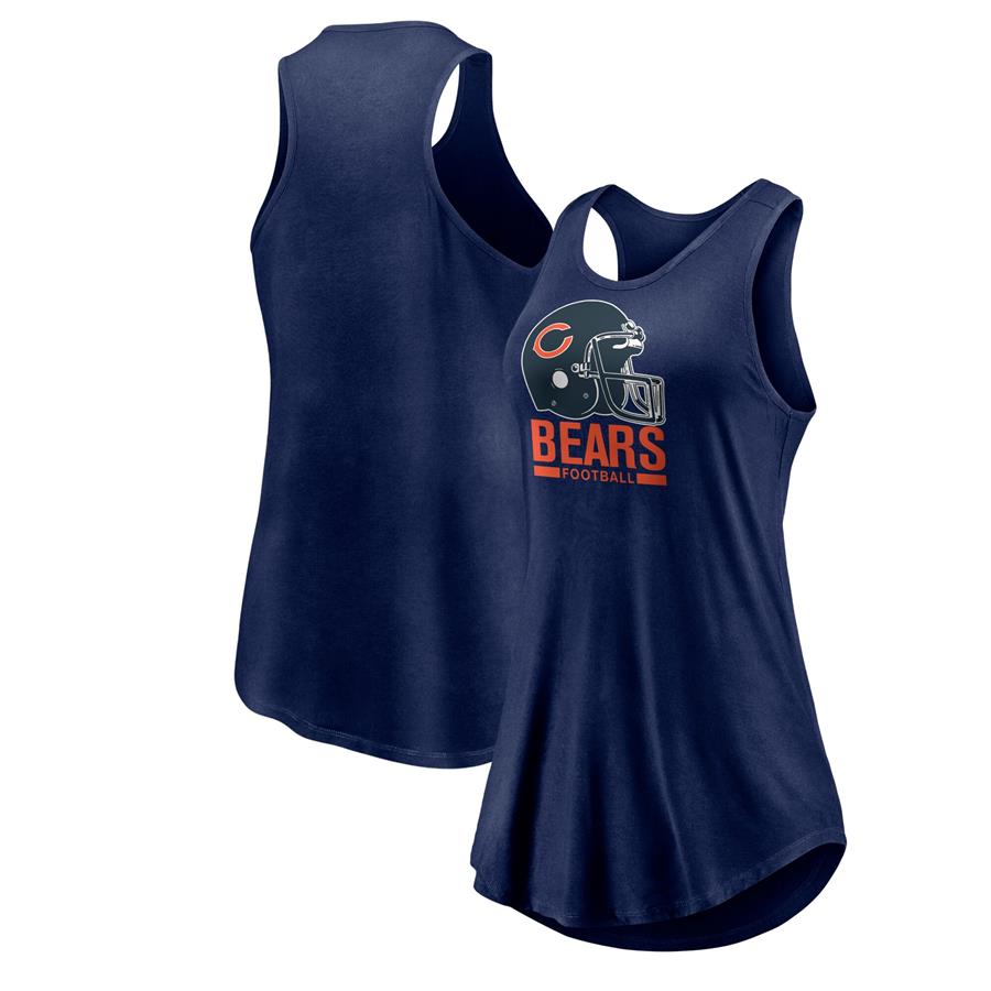 Chicago Bears Fanatics Branded Women's Vintage Helmet Versalux Swing Racerback Tri-Blend Tank Top - Navy