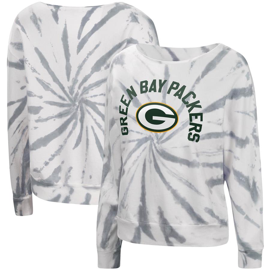 Green Bay Packers Touch Women's Equalizer Tie-Dyed Pullover Sweatshirt - White