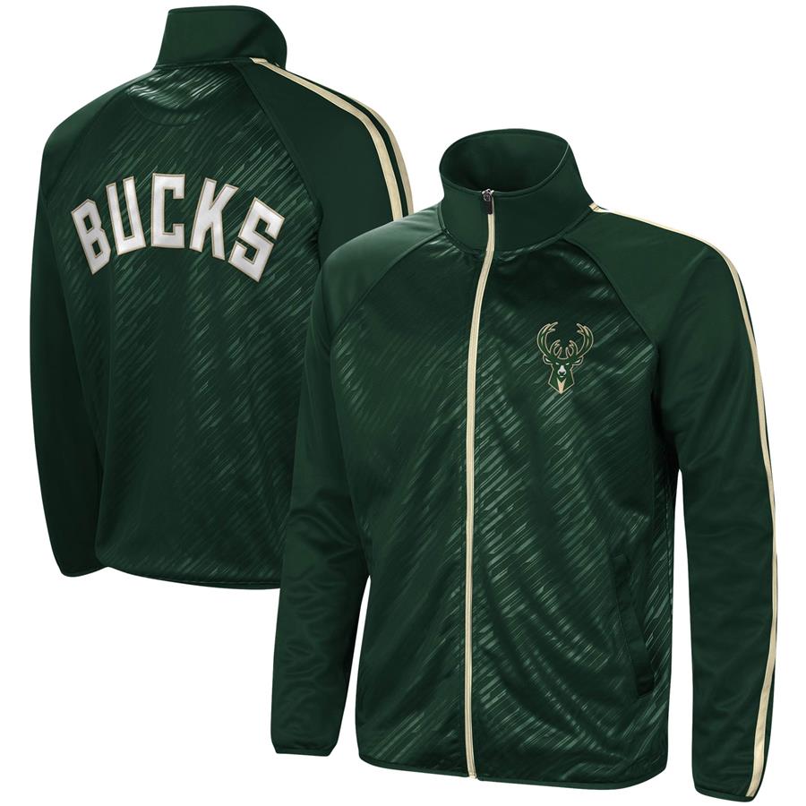 Milwaukee Bucks G-III Sports by Carl Banks Streamline Tricot Raglan Full-Zip Track Jacket - Hunter Green