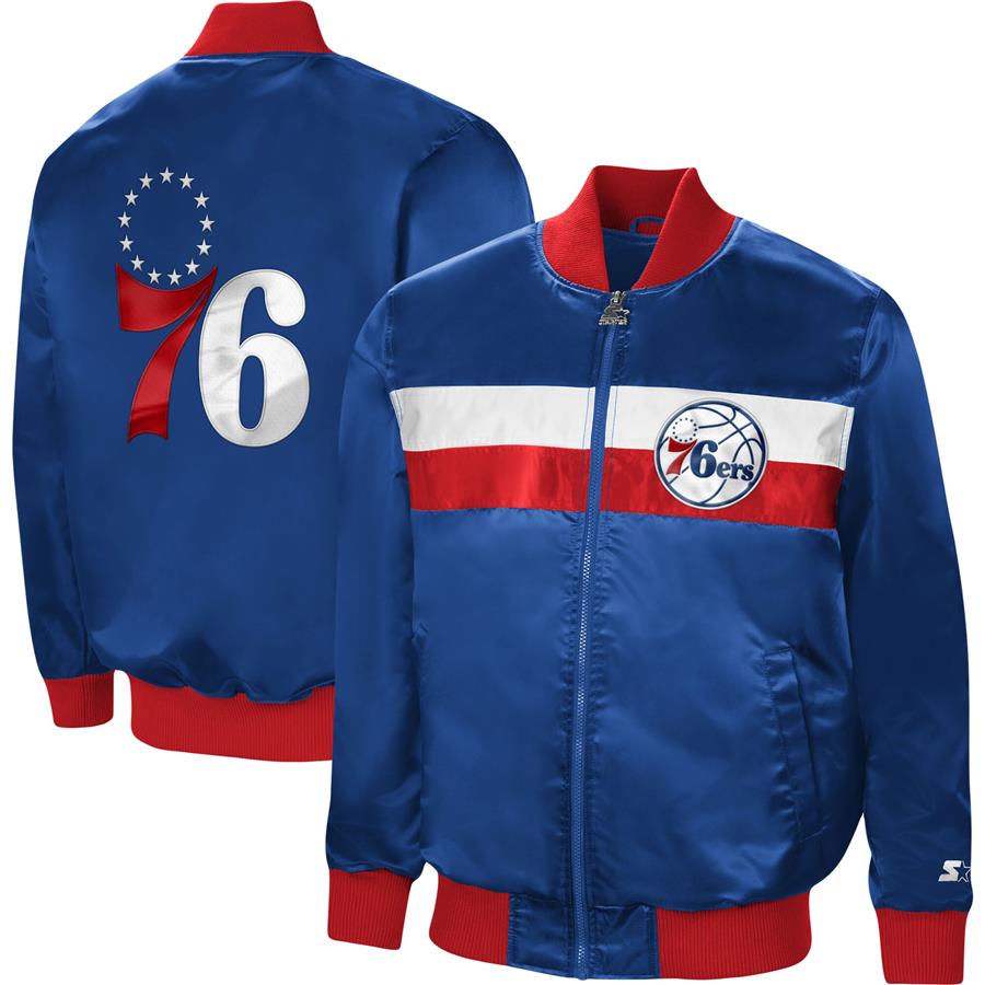 Philadelphia 76ers Starter The Ambassador Satin Full-Zip Jacket - Royal
