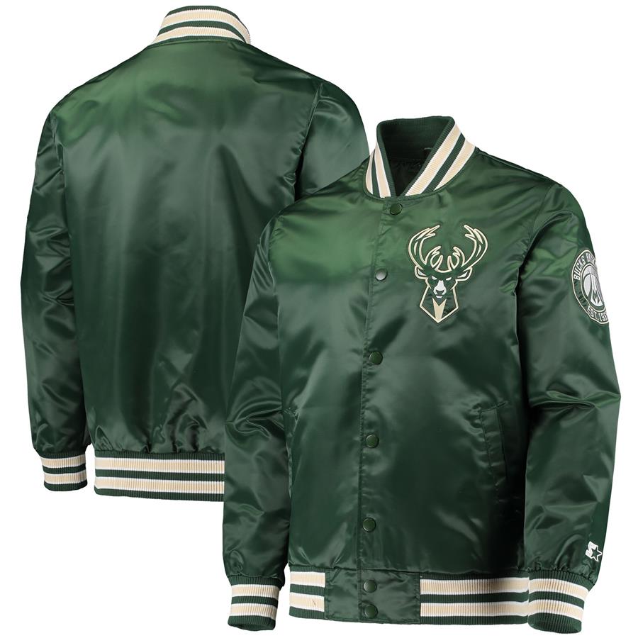 Milwaukee Bucks Starter The Diamond Classic Satin Full-Snap Jacket - Hunter Green