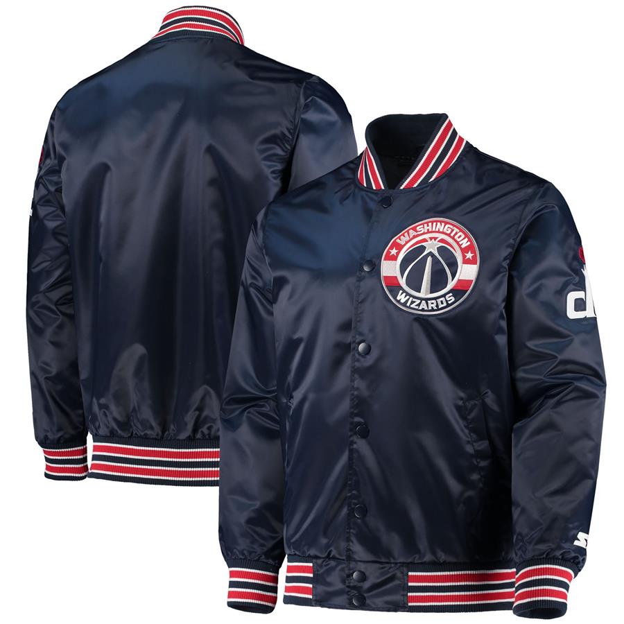 Washington Wizards Starter The Diamond Classic Satin Full-Snap Jacket - Navy