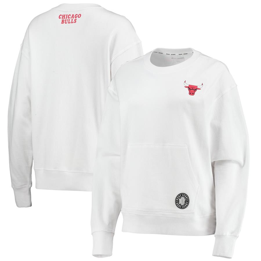 Chicago Bulls DKNY Sport Women's Camila Crew Pullover Sweatshirt - White