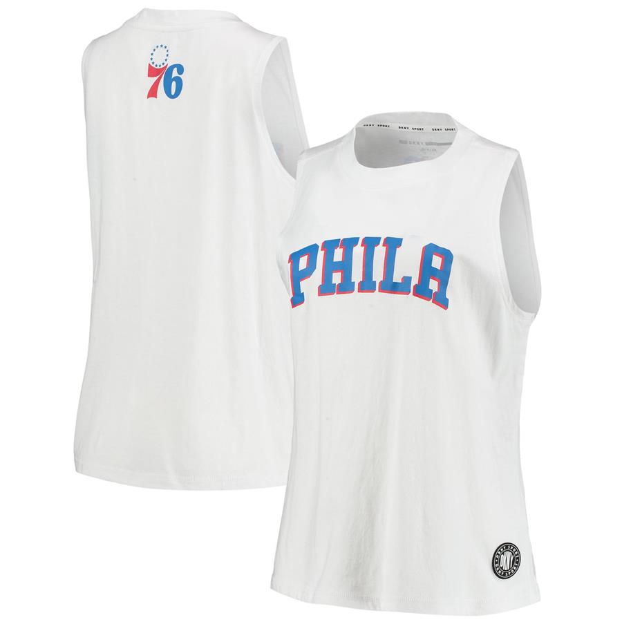 Philadelphia 76ers DKNY Sport Women's Mia Vintage Tank Top - White