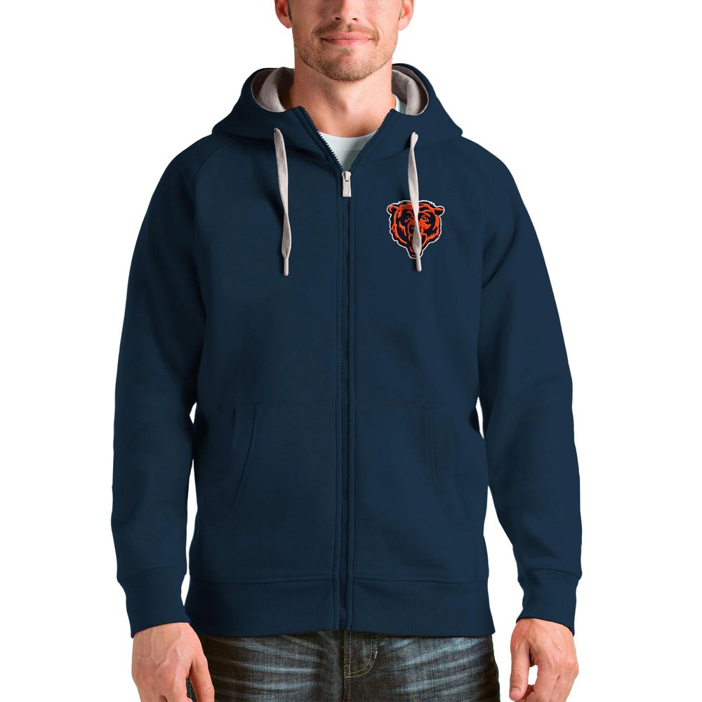 Chicago Bears Antigua Bear Head Victory Full-Zip Hoodie - Navy