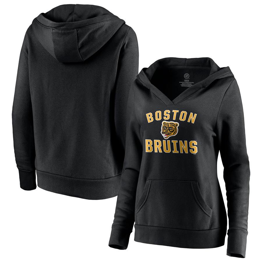 Boston Bruins Fanatics Branded Women's Special Edition Victory Arch V-Neck Pullover Hoodie - Black