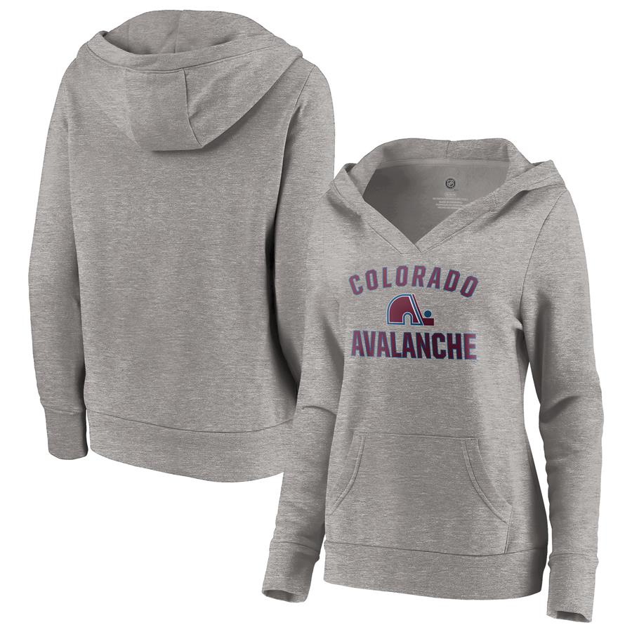 Colorado Avalanche Fanatics Branded Women's Special Edition Victory Arch V-Neck Pullover Hoodie - Heather Gray