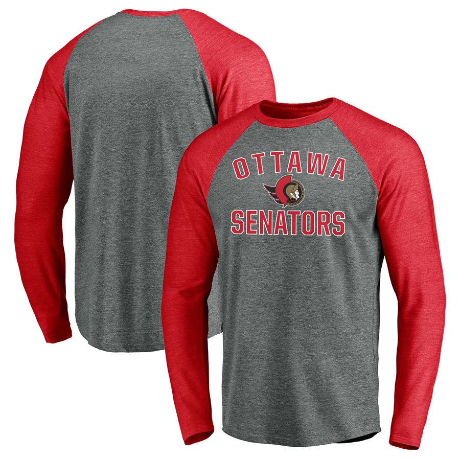 Ottawa Senators Fanatics Branded Special Edition Victory Arch Tri-Blend Long Sleeve T-Shirt - Heather Gray