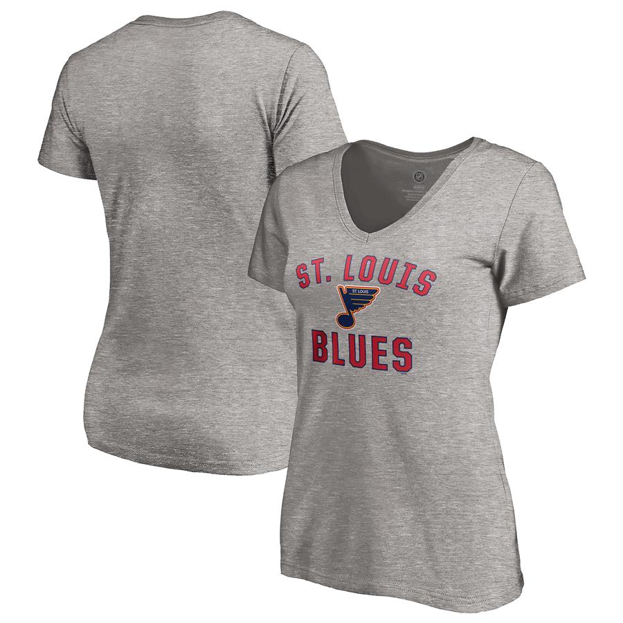 St. Louis Blues Fanatics Branded Women's Special Edition Victory Arch V-Neck T-Shirt - Heather Gray