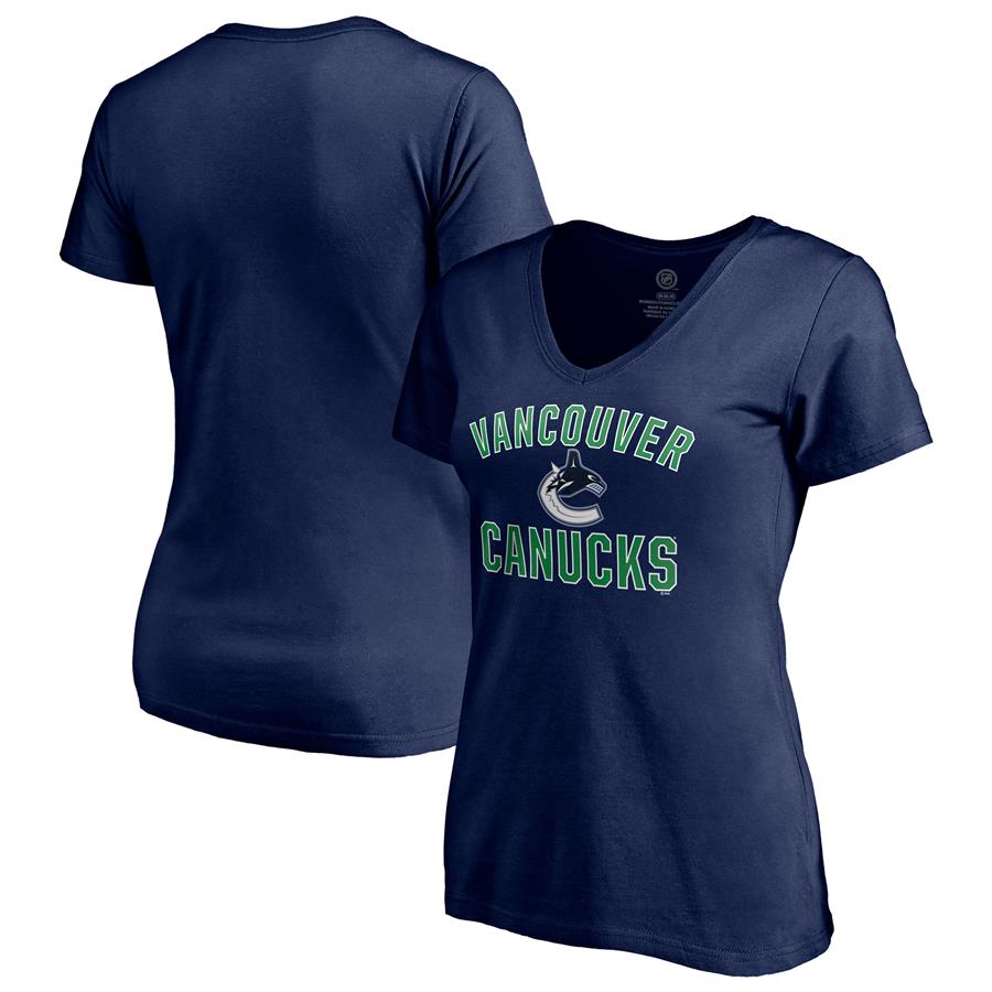 Vancouver Canucks Fanatics Branded Women's Special Edition Victory Arch V-Neck T-Shirt - Navy